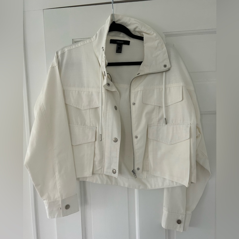 Forever 21 White Light Cargo Jacket S